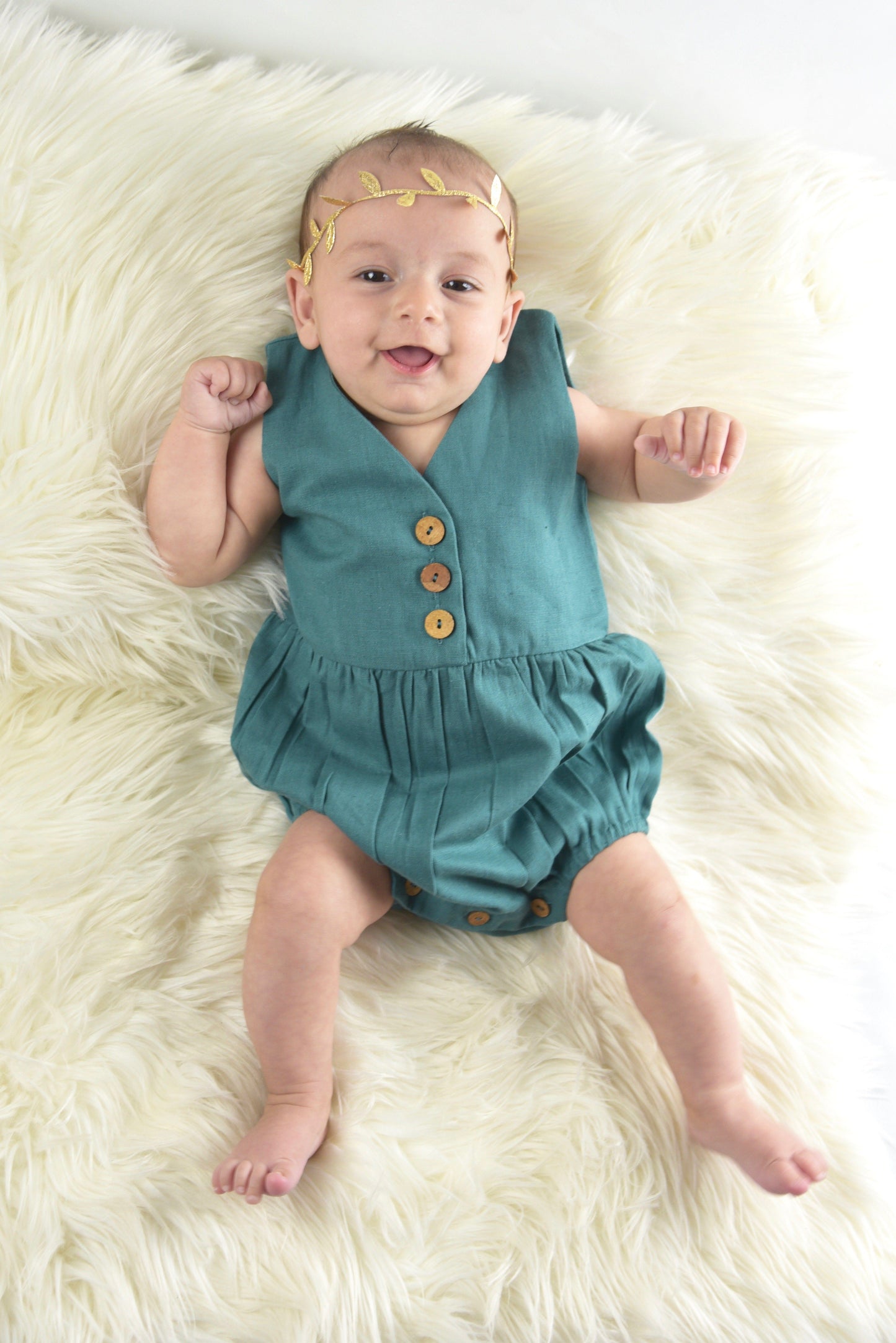 Teal Sleeveless Infant Romper Dress Yo Baby Wholesale