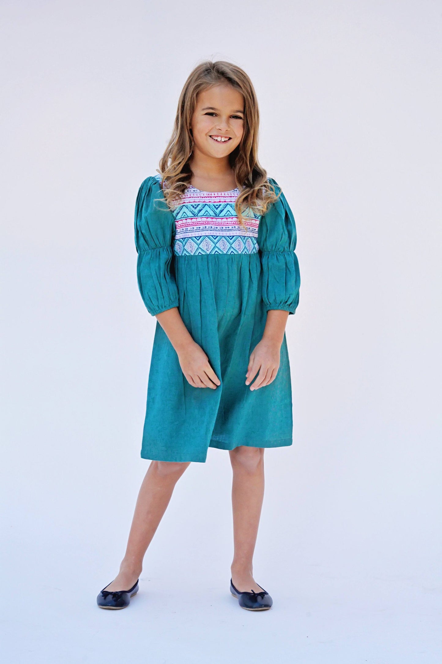 Teal Yoke Detail Shift Dress Dress Yo Baby Wholesale