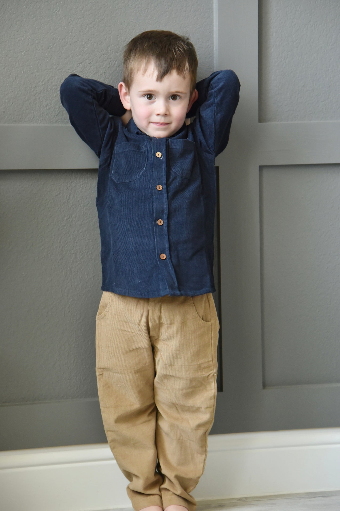 Unisex Corduroy Shirt - Navy Boys Yo Baby Wholesale