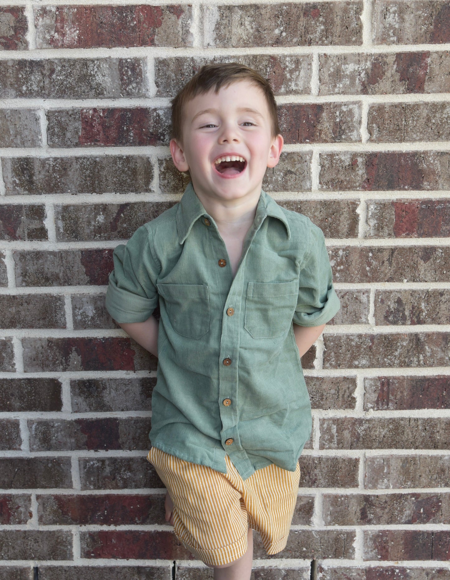 Unisex Corduroy Shirt - Sage Green Boys Yo Baby Wholesale