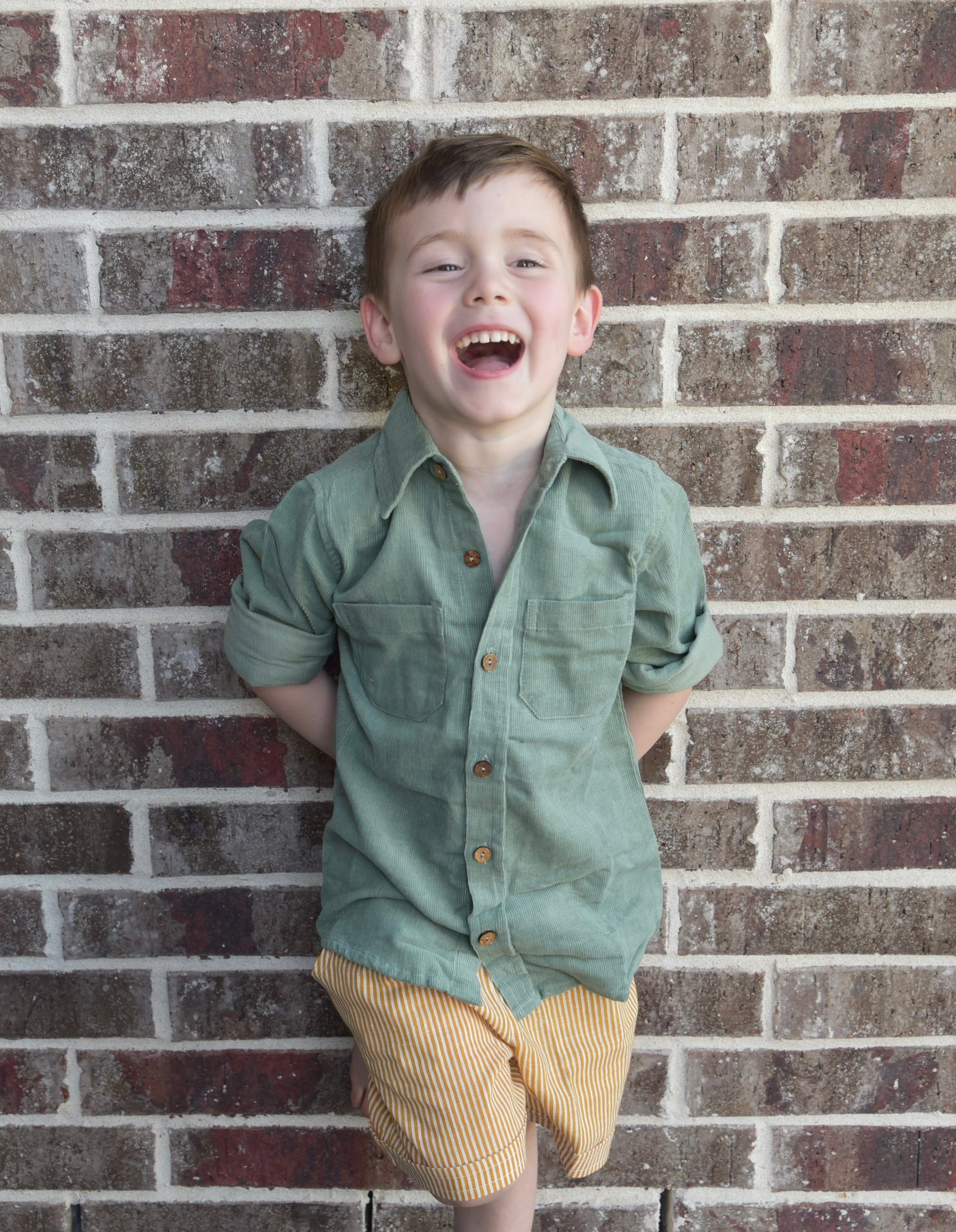 Unisex Corduroy Shirt - Sage Green Boys Yo Baby Wholesale