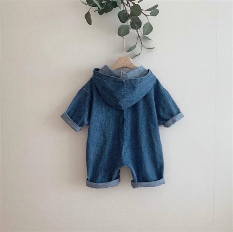 Unisex Denim Jumpsuit With Attached Hoodie Jump Suit Yo Baby Wholesale