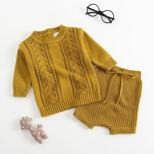 Unisex Knitted Sweater Top & Pants Set - Mustard Dress Yo Baby Wholesale