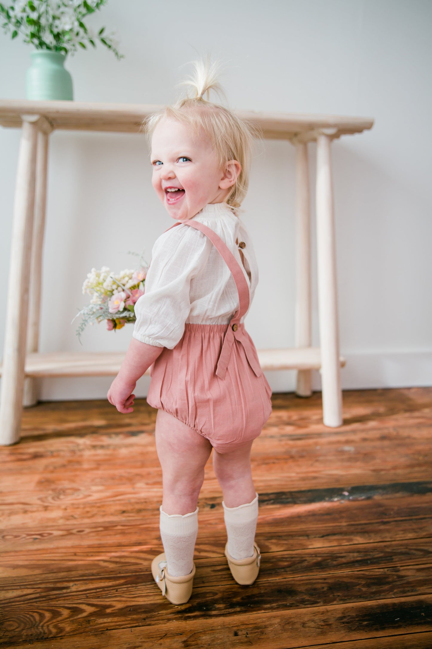 Unisex Off-White & Blush Full Sleeves Romper romper Yo Baby Wholesale