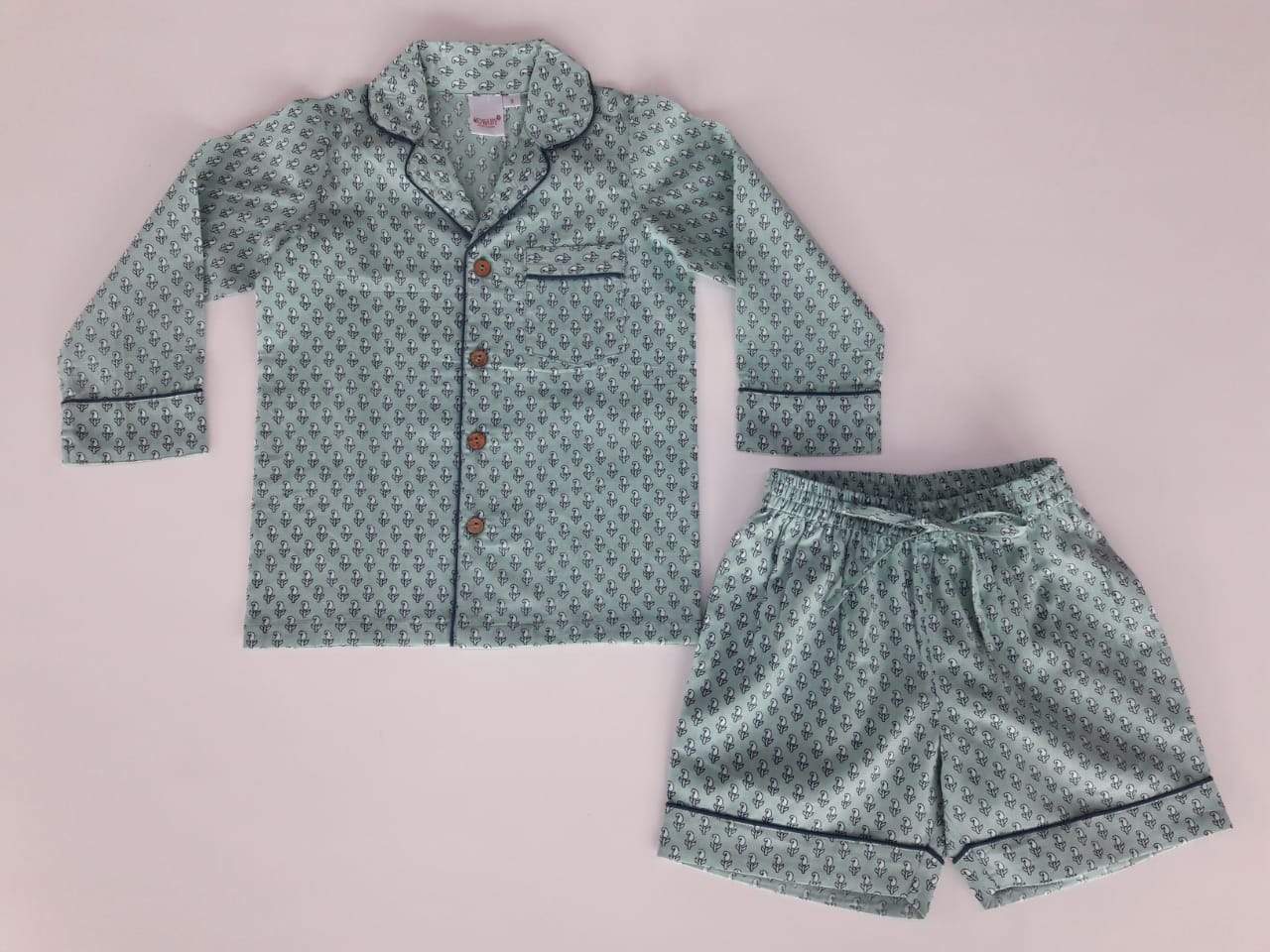 Unisex Teal Printed 2 pc Set Dress Yo Baby Wholesale