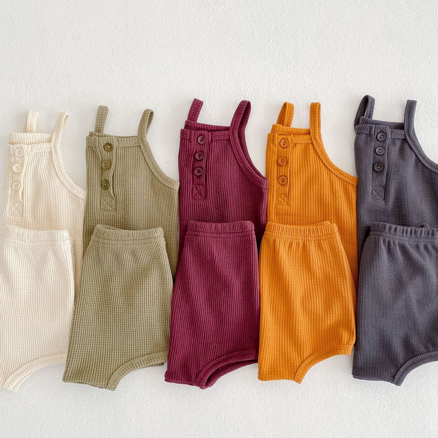 Unisex Waffle Knit Top & Shorts 2 Pc Set Yo Baby India