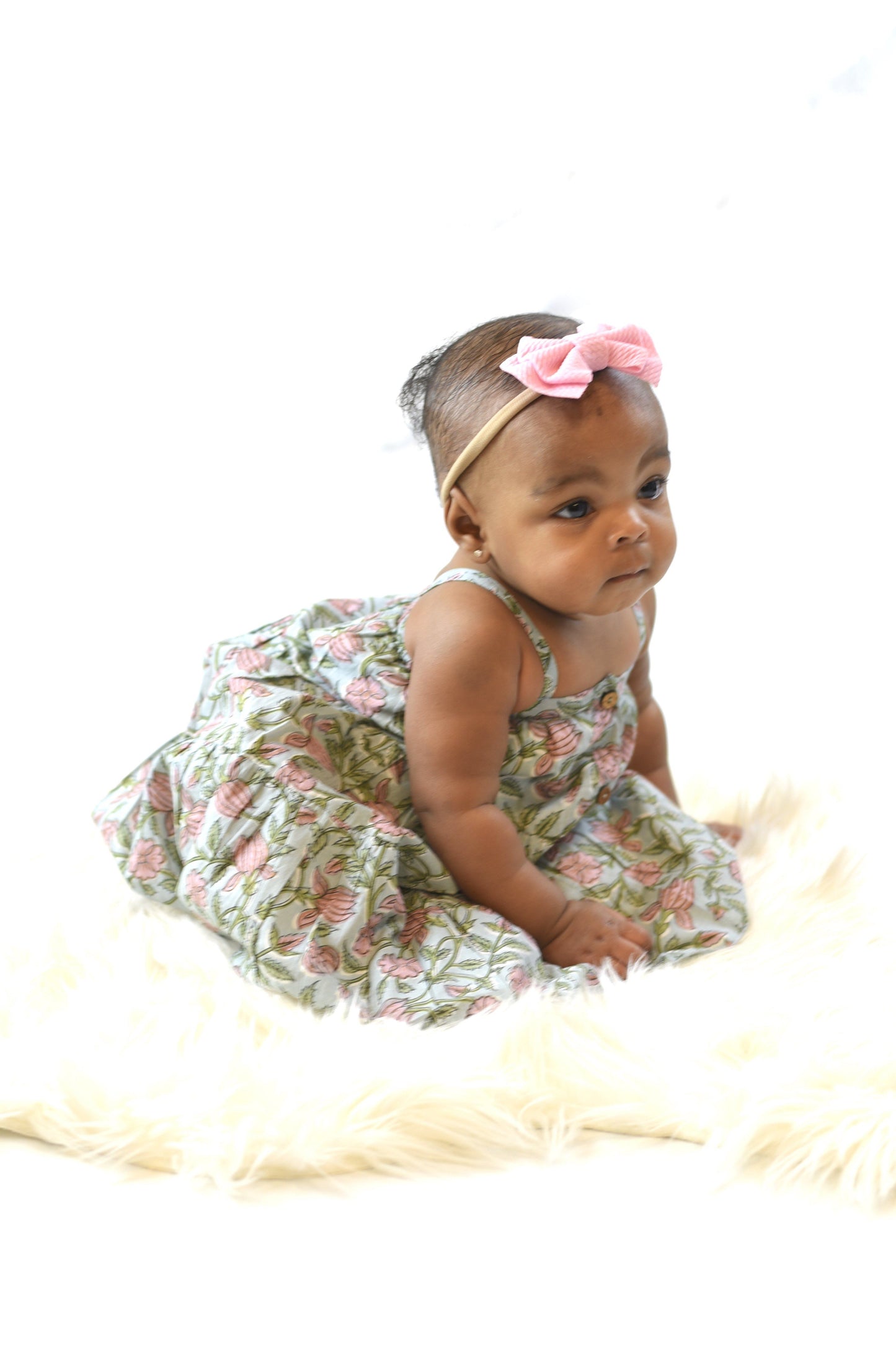 Vintage Blue Button Down Infant Dress With Diaper Cover Dress Yo Baby Wholesale