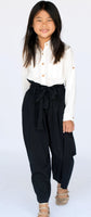 White Button Down Shirt with Black Paper Bag Pants 2 pc. Set Dress Yo Baby Wholesale 