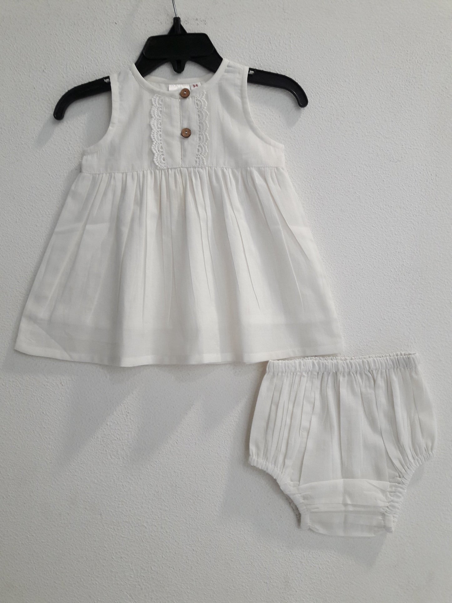 White Sleeveless Dress & Diaper Cover Set dress & diaper cover Yo Baby Wholesale