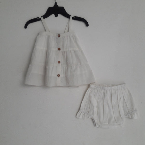 White Strappy Shirt Dress With Matching Diaper Cover Dress Yo Baby Wholesale 