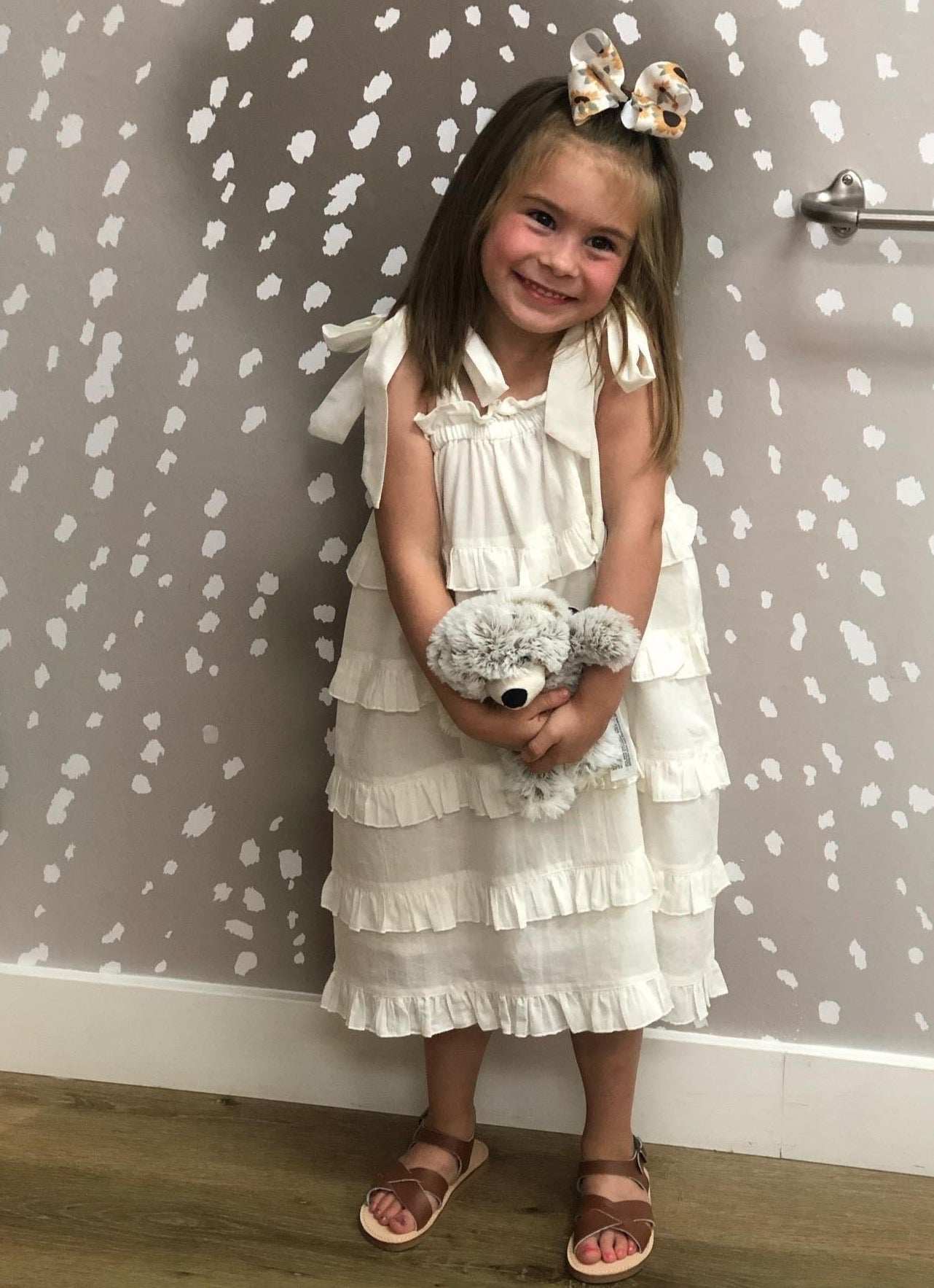 White Tie-Up Tier Dress 2-pc. set Yo Baby Wholesale