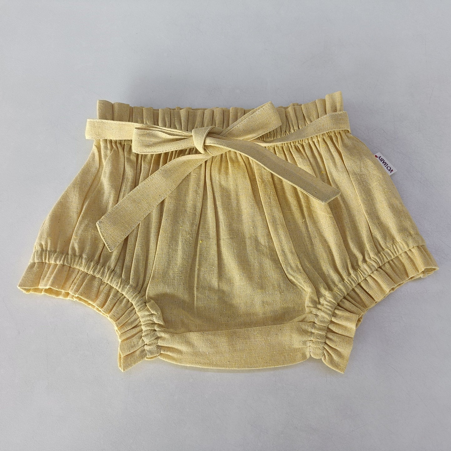 Yellow Chambray Shorts-Style Diaper Cover With Belt Diaper Cover Yo Baby India