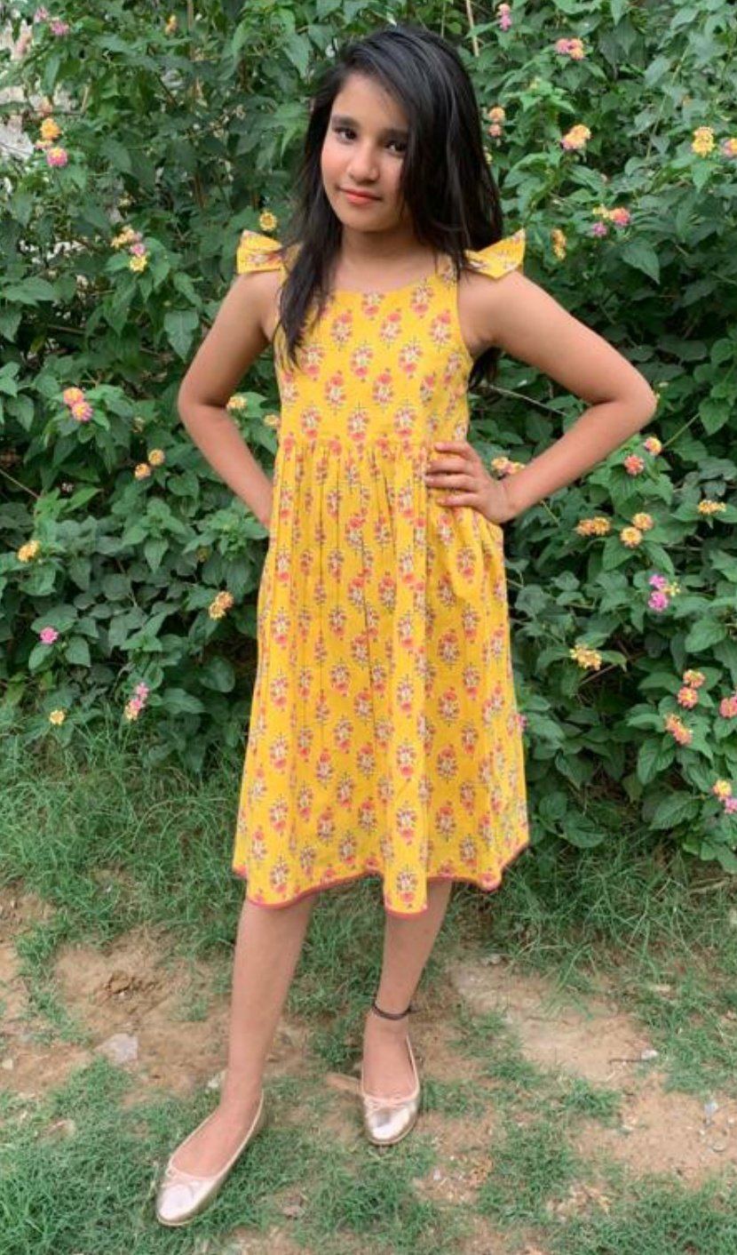 Yellow Flutter Sleeves Dress Dress Yo Baby Wholesale