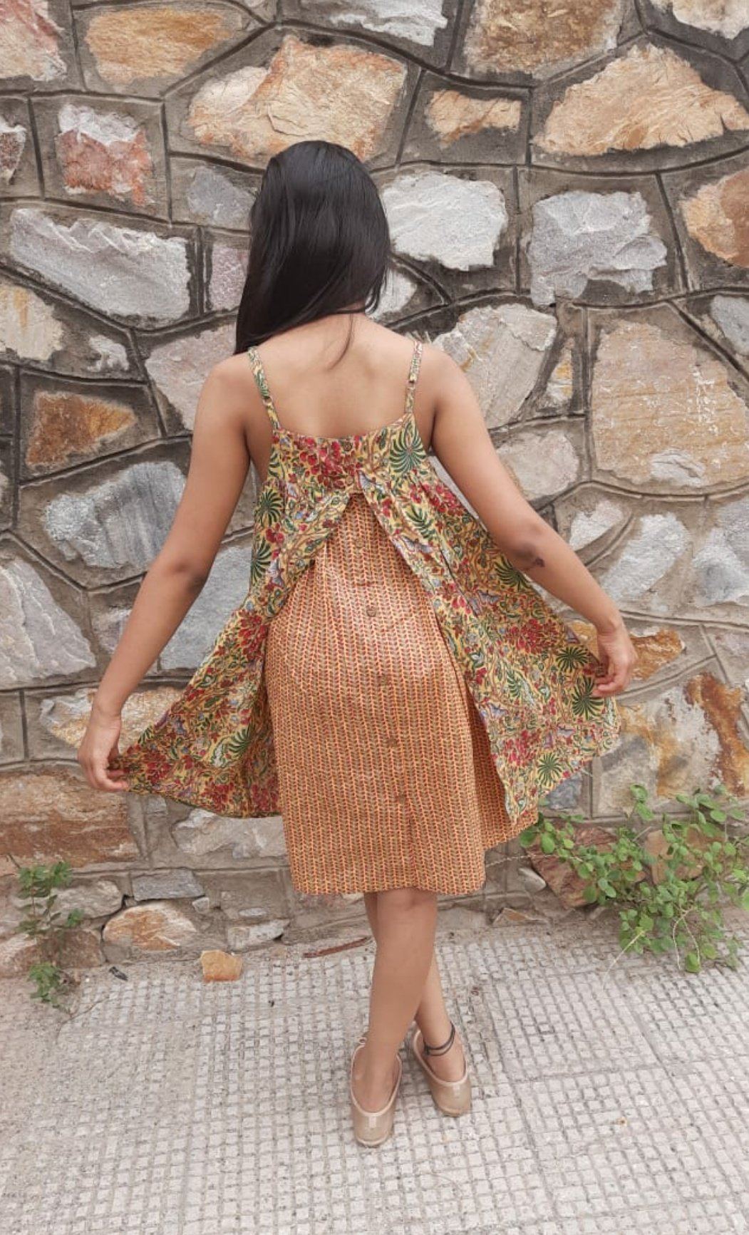 Yellow Forest Print Strappy Dress Dress Yo Baby Wholesale