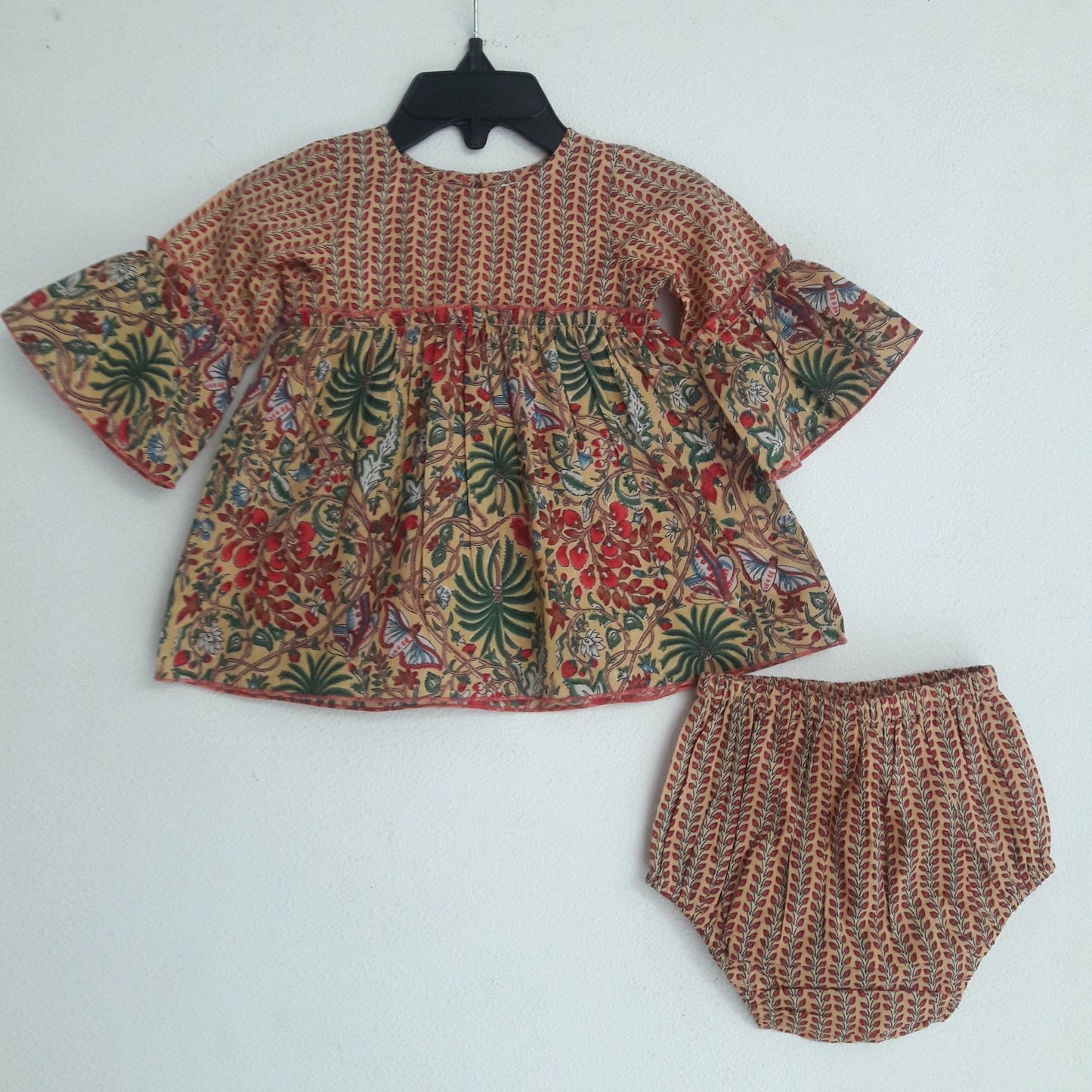 Yellow Forest Print Strappy Dress With Matching Diaper Cover Dress Yo Baby Wholesale