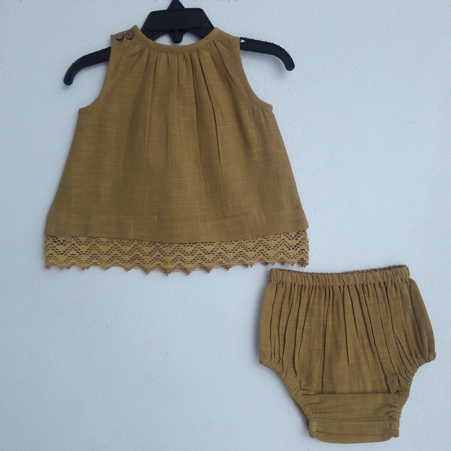 Yellow Sleeveless Dress & Diaper Cover Set dress & diaper cover Yo Baby Wholesale