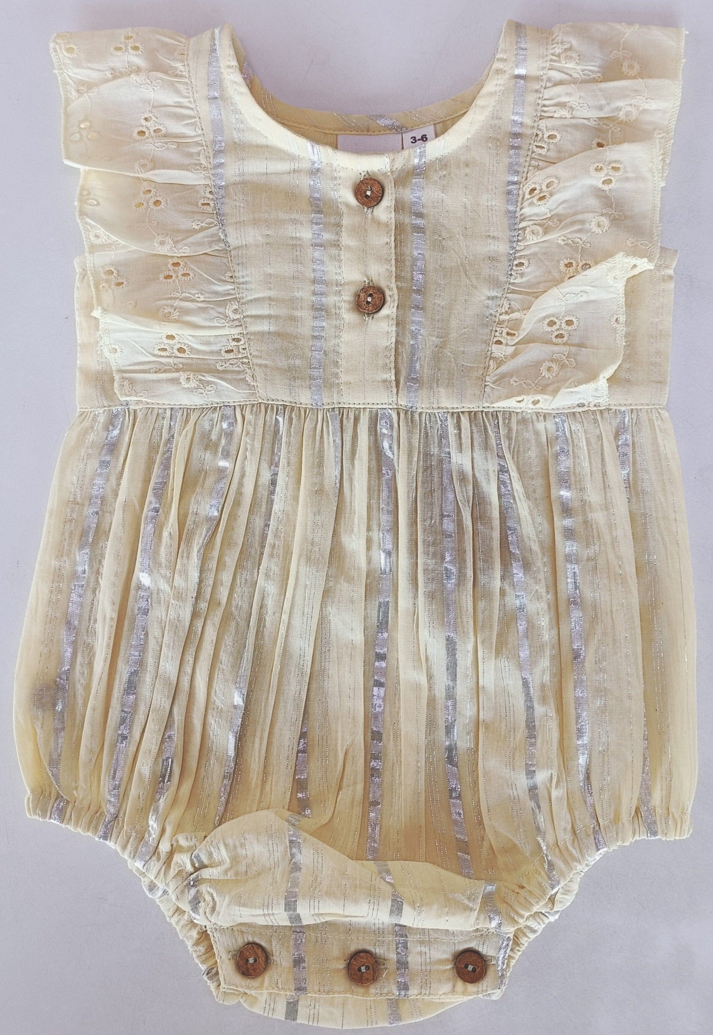 Yellow Solid Color Lurex Ruffle Romper Romper Yo Baby India