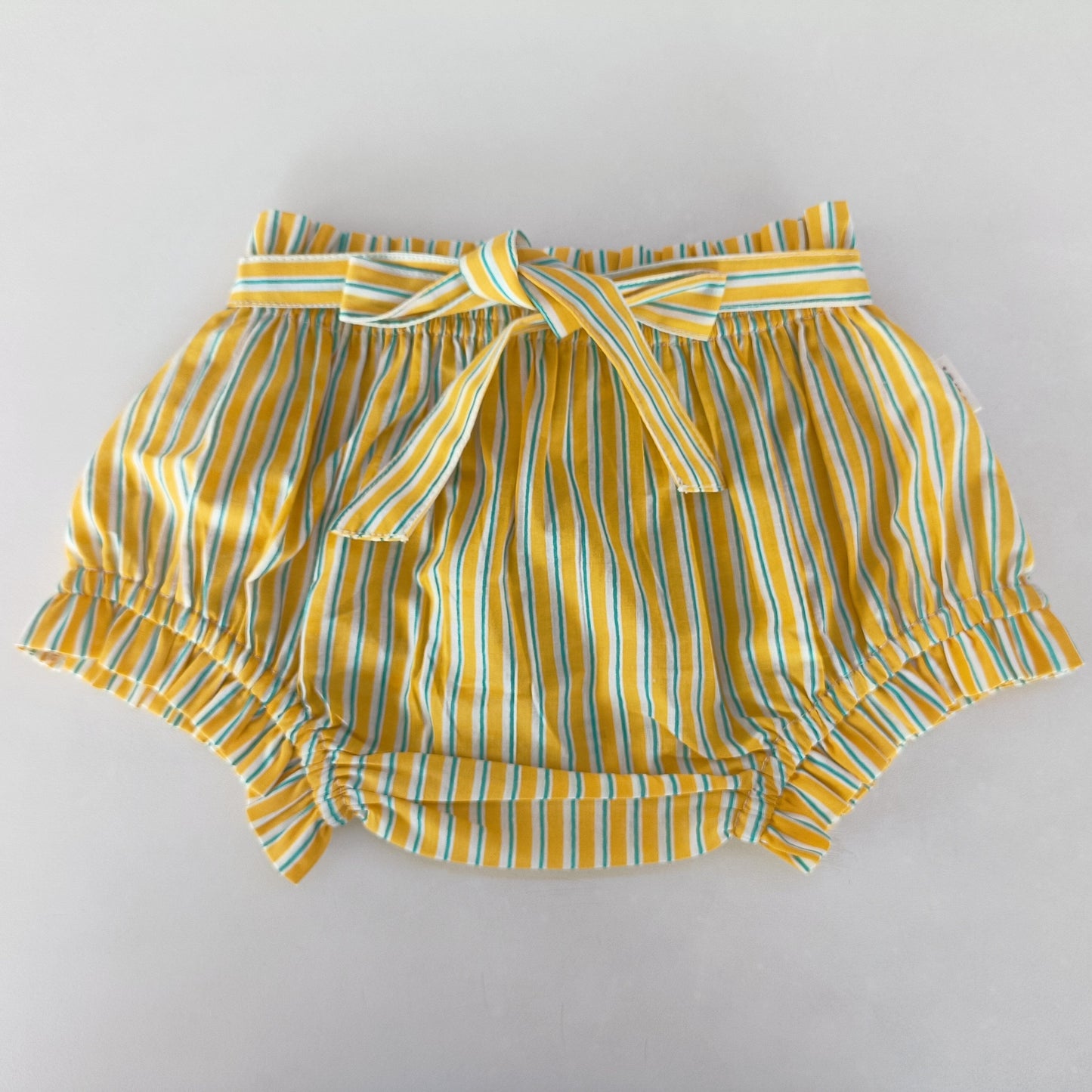 Yellow Striped Print Shorts-Style Diaper Cover With Belt Yo Baby India