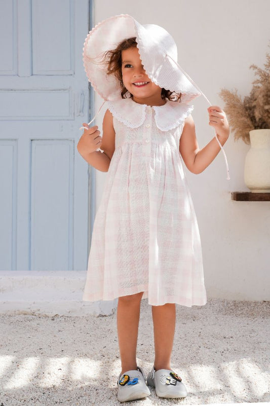 Collars Check Dress : SOFT PINK : Infant : Toddler : Tween