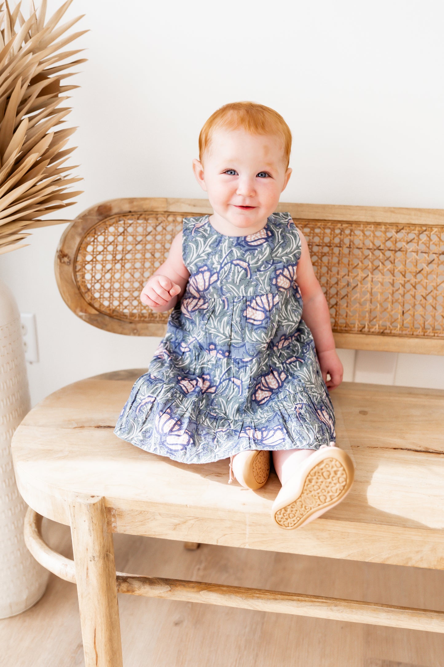 Grey Printed Tiered Shift Dress