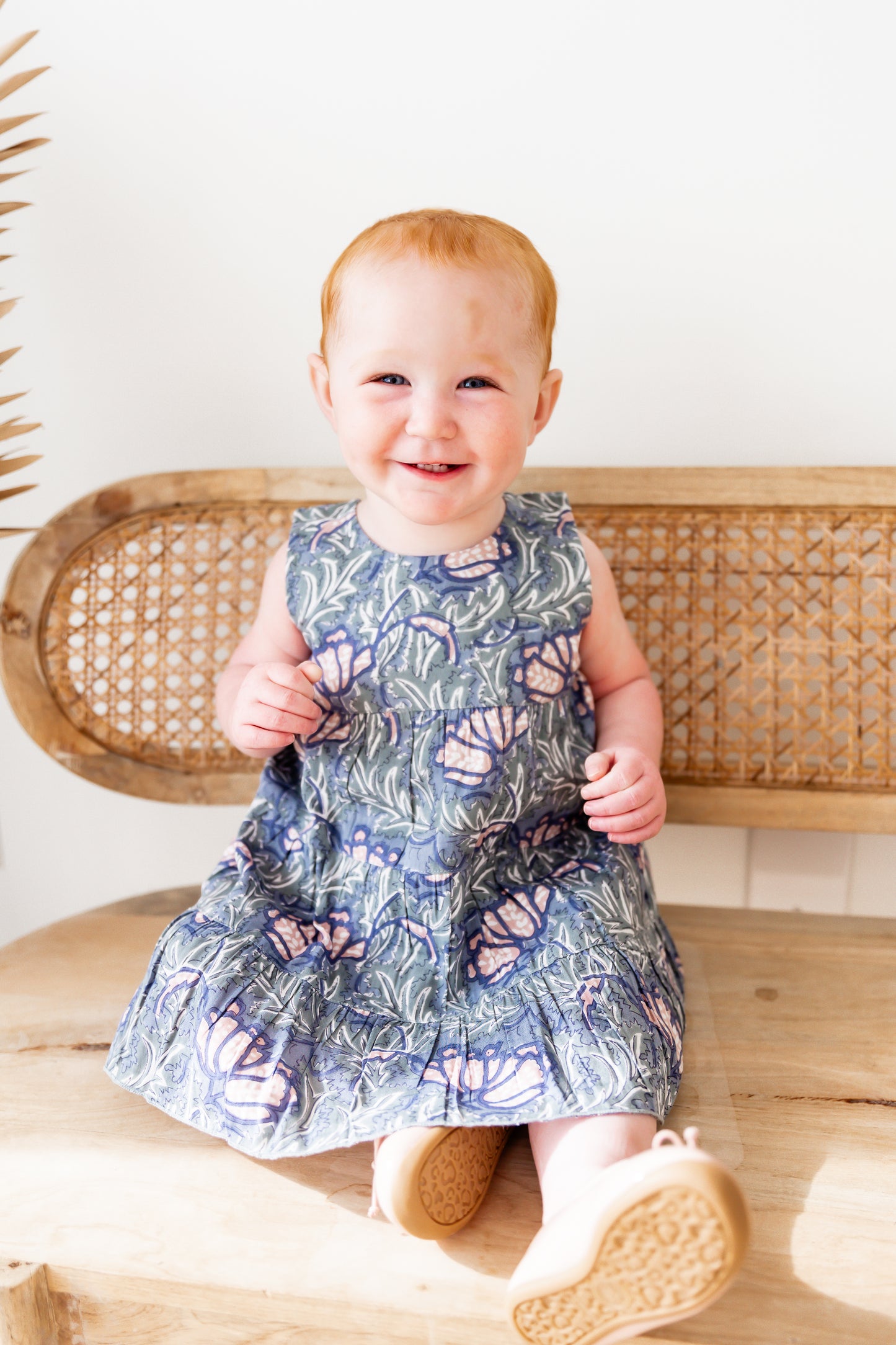 Grey Printed Tiered Shift Dress