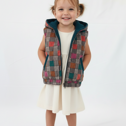 Checks & Solid Teal Reversible Corduroy Jacket