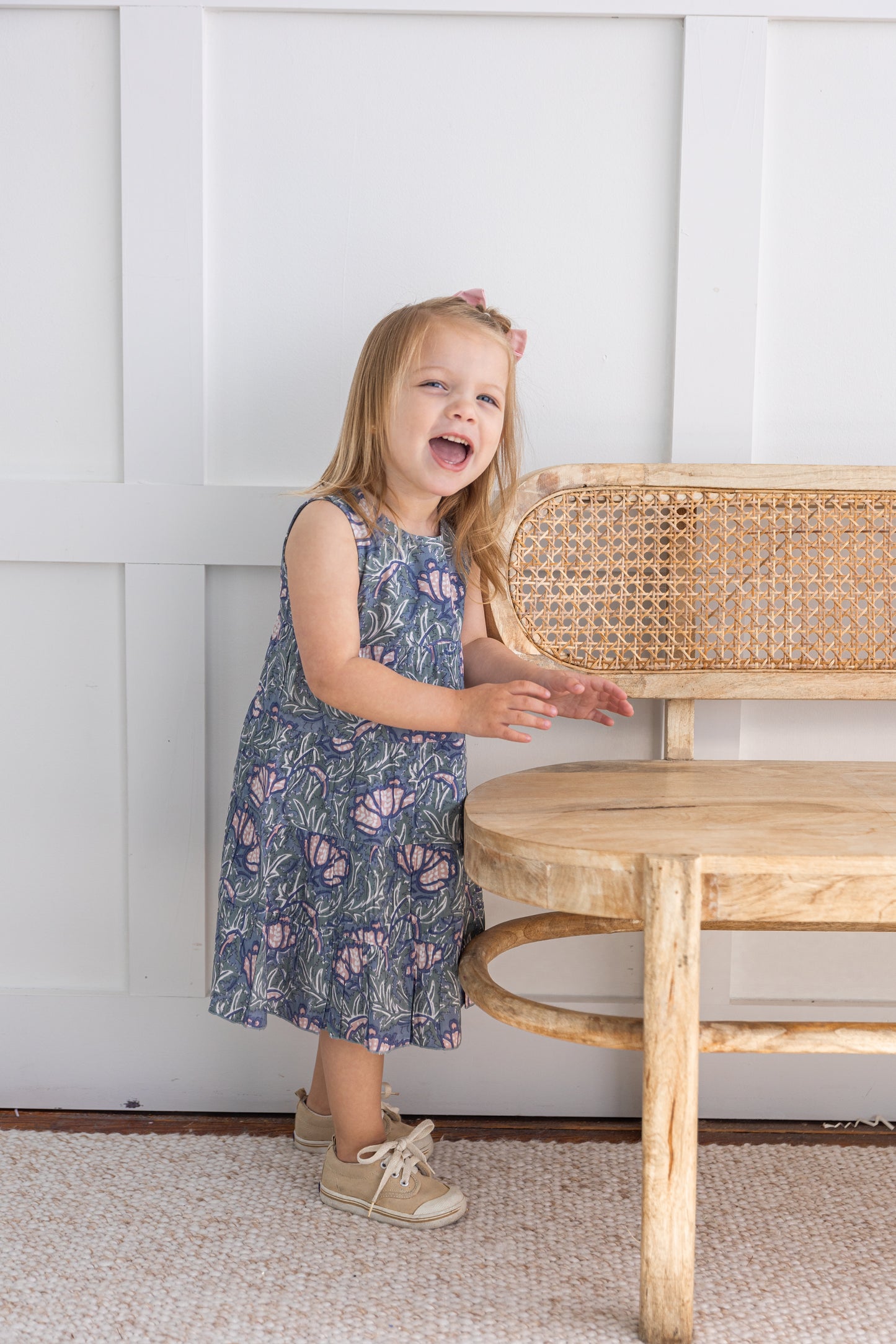 Grey Printed Tiered Shift Dress