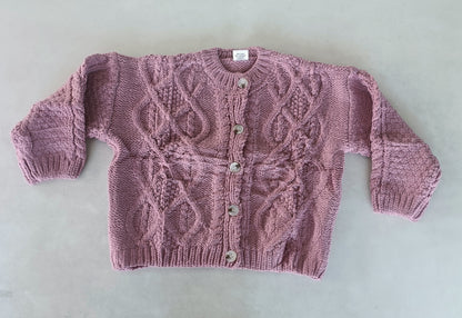 Pink Acrylic Woolen Round Neck Sweater for Girls