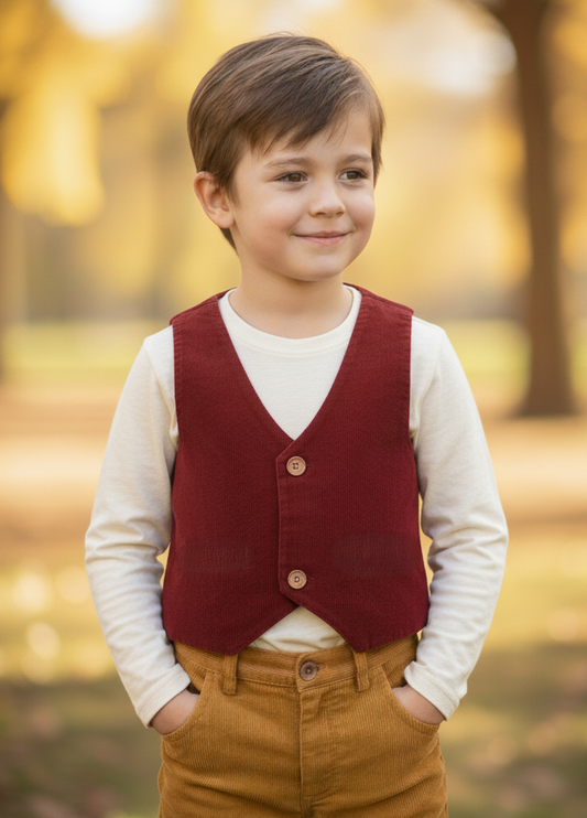 Corduroy Vest : MAROON: Toddler : Tween : Unisex