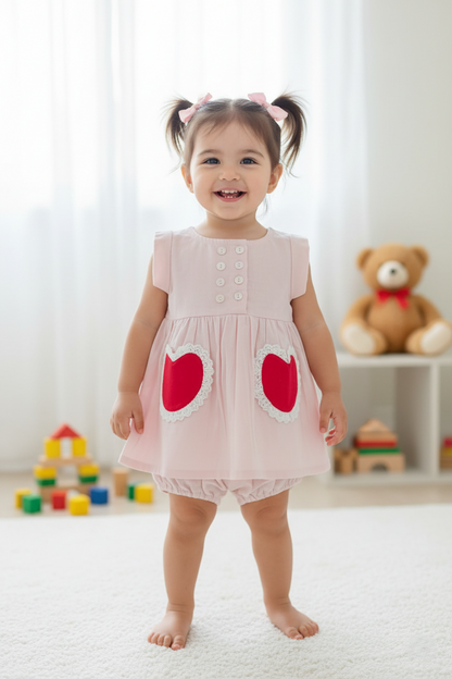Amore Dress Soft Pink — Cotton Girls Dress | Infant to Tween 0-13 Years
