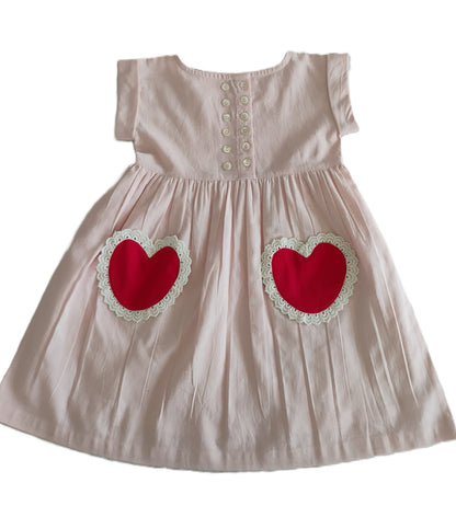 Amore Dress Soft Pink — Cotton Girls Dress | Infant to Tween 0-13 Years