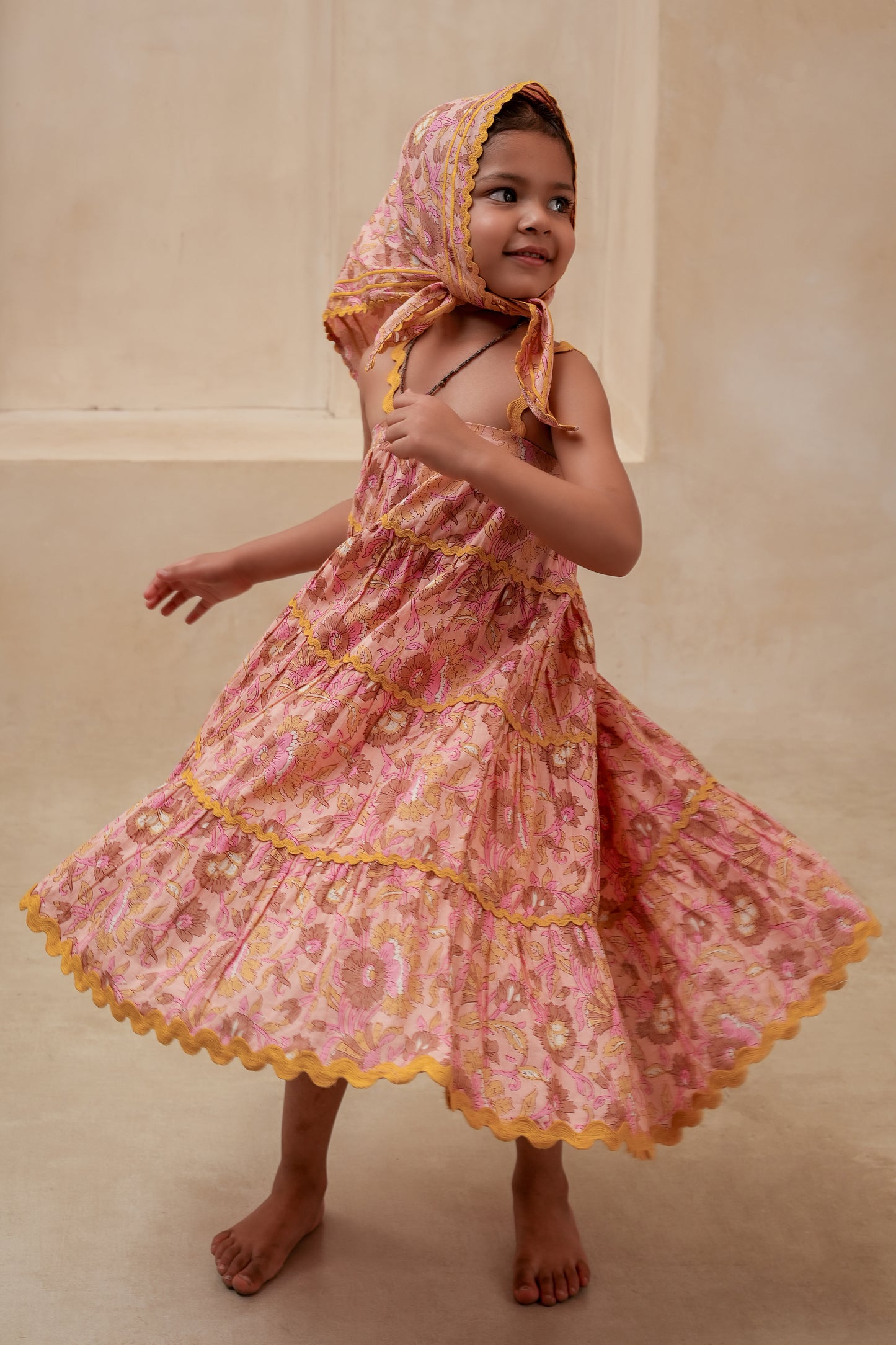 Samaira Tiered Dress Pastel Pink — Cotton Girls Dress | Infant to Tween 0-13 Years