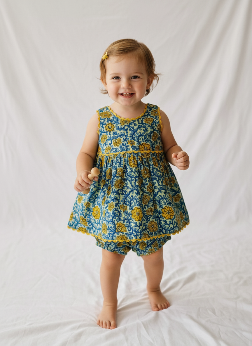 Victoria Dress Blue — Cotton Girls Dress | Infant to Tween 0-13 Years