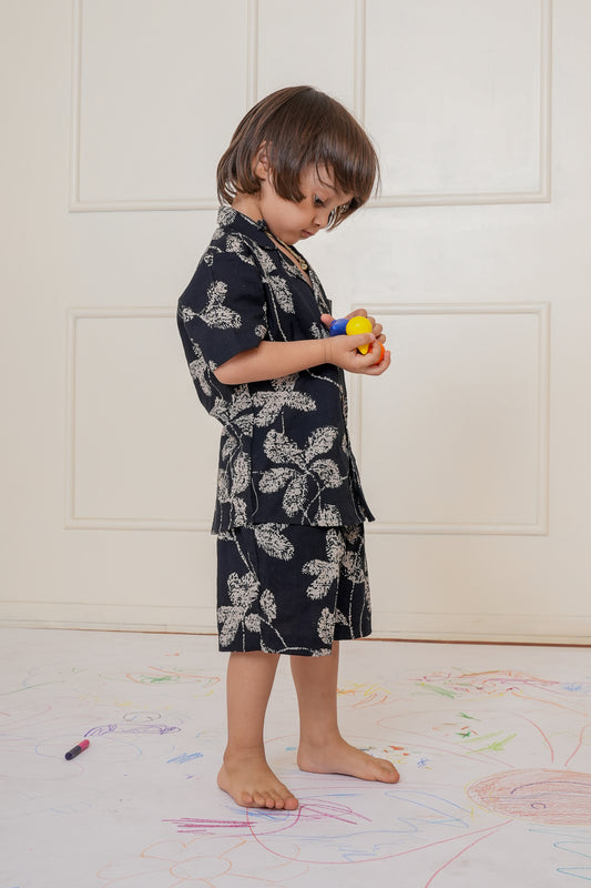 Samir Co-Ord Set Black Gender Neutral — Cotton Kids Co-Ord | 0-13 Years