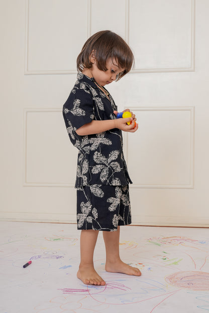 Samir Co-Ord Set Black Gender Neutral — Cotton Kids Co-Ord | 0-13 Years