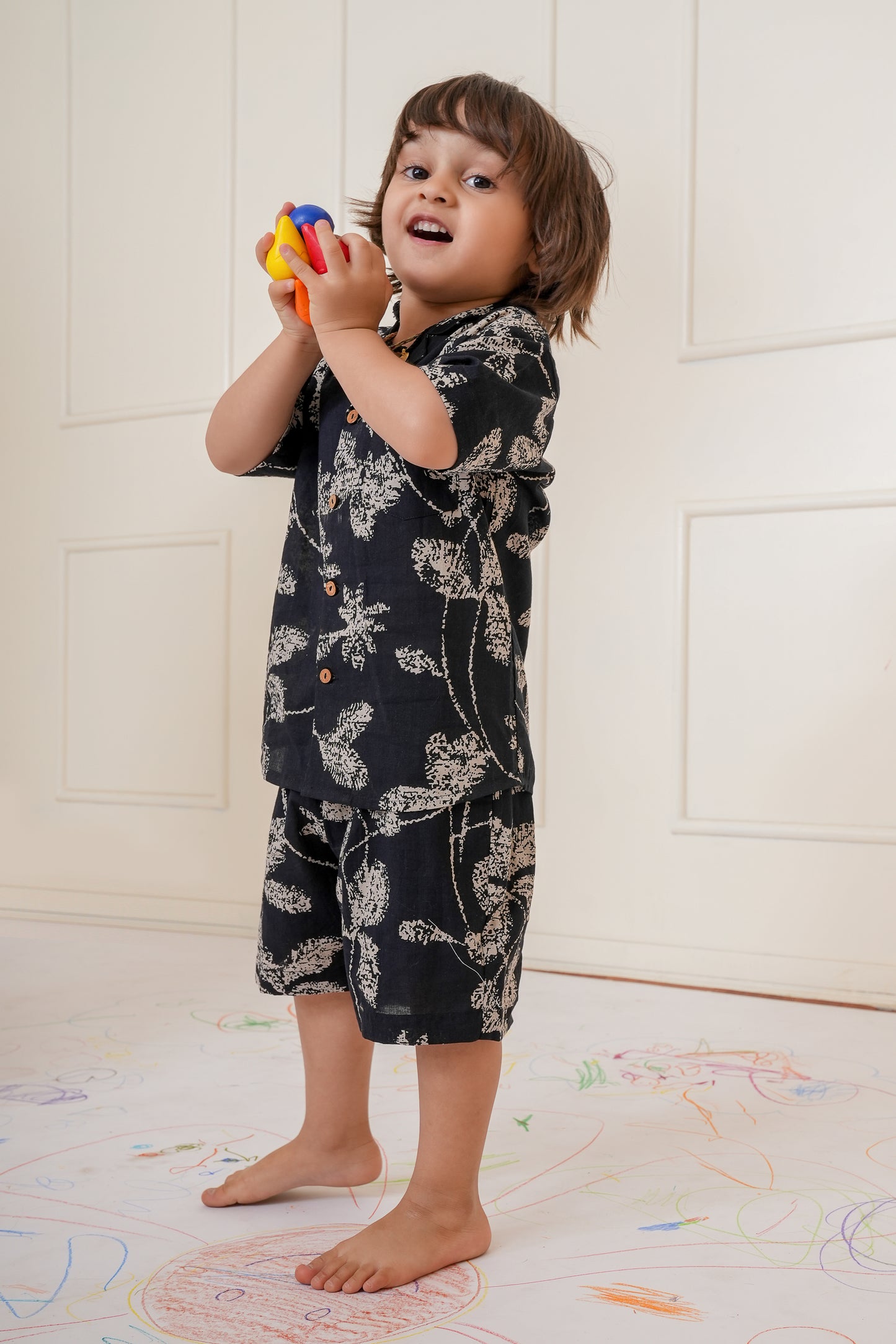 Samir Co-Ord Set Black Gender Neutral — Cotton Kids Co-Ord | 0-13 Years