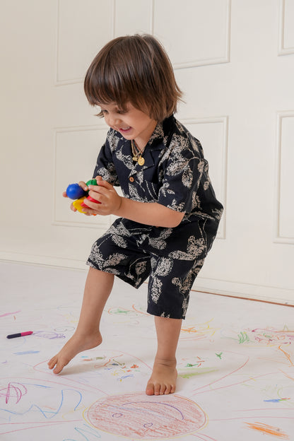 Samir Co-Ord Set Black Gender Neutral — Cotton Kids Co-Ord | 0-13 Years