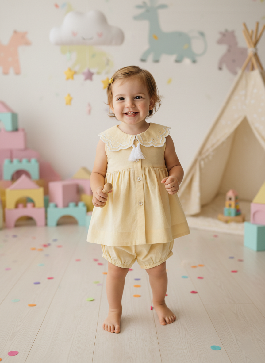Royal Arches Dress Butter Yellow — Cotton Girls Dress | Infant to Tween 0-13 Years