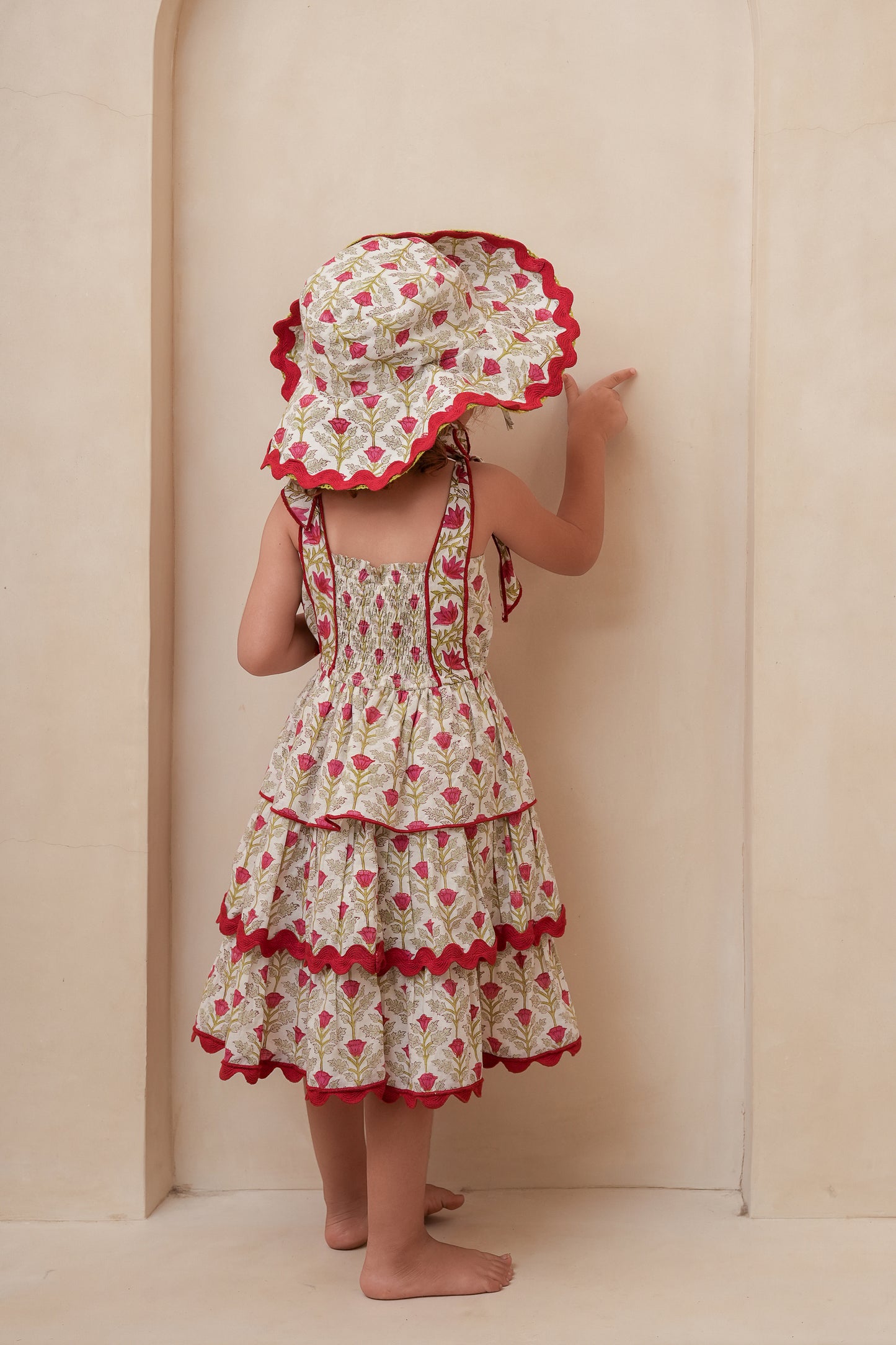 Genelia Layered Dress : WHITE WITH RED FLORAL PRINT: Infant : Toddlers : Tweens : Women