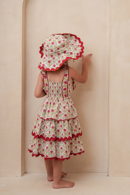 Genelia Layered Dress : WHITE WITH RED FLORAL PRINT: Infant : Toddlers : Tweens : Women