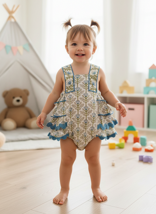 Kia Ruffle Romper : BLUE : Infant