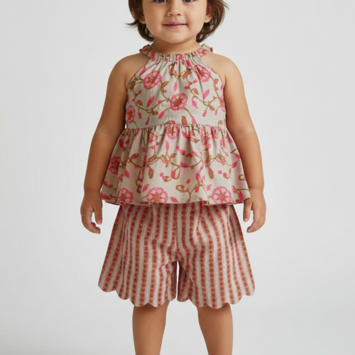 Halter Top and Shorts Ser : BEIGE : Infant : Toddler : Tween