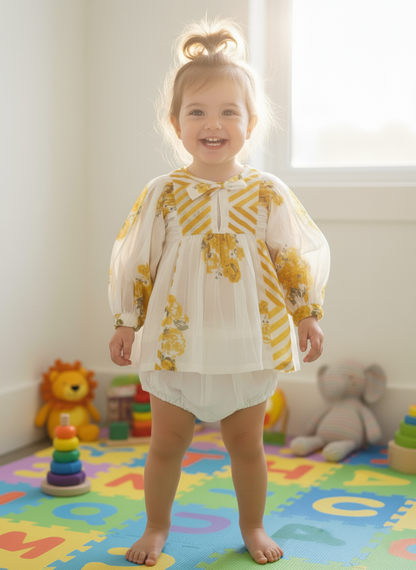 Rose Ann Dress Yellow — Cotton Girls Dress | Infant to Tween 0-13 Years