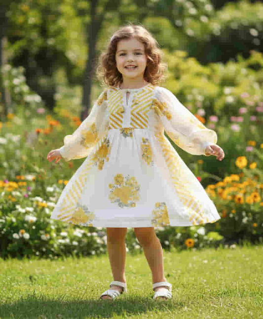 Rose Ann Dress Yellow — Cotton Girls Dress | Infant to Tween 0-13 Years
