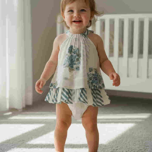 Pia Swing Dress Powder Blue — Cotton Girls and Women Dress | 0-13 Years and Women