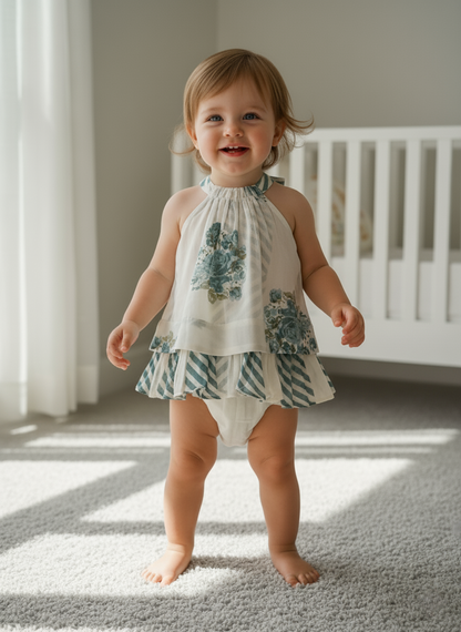 Pia Swing Dress Powder Blue — Cotton Girls and Women Dress | 0-13 Years and Women