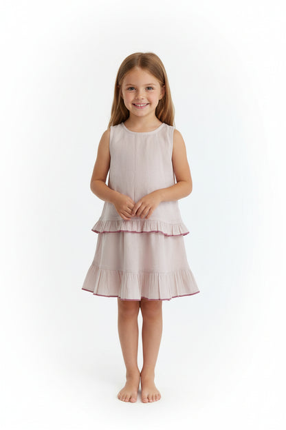 Shorts and Top with Ruffle Edge Soft Pink — Cotton Girls Co-Ord | Infant to Tween 0-13 Years