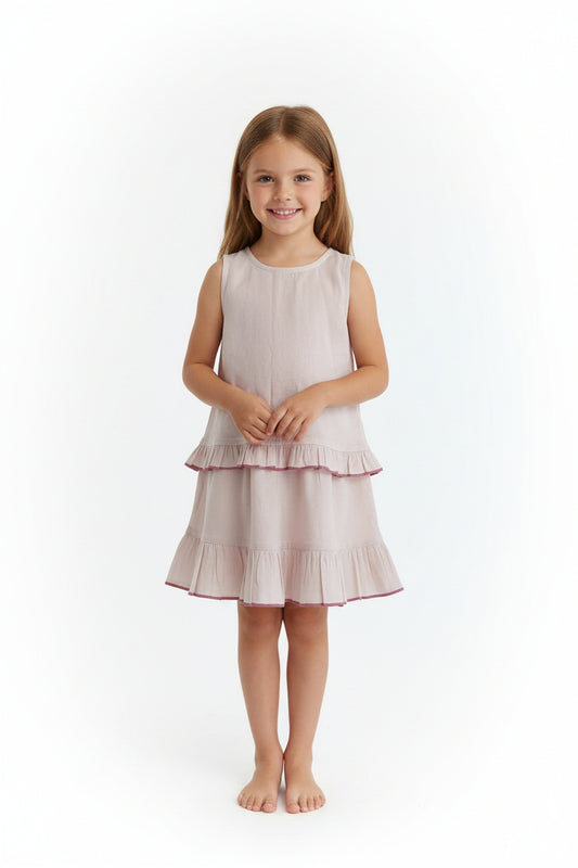Shorts and Top with Ruffle Edge Soft Pink — Cotton Girls Co-Ord | Infant to Tween 0-13 Years