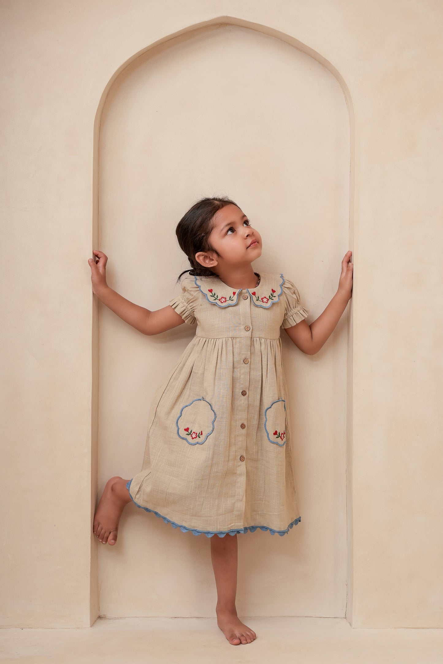 ARA Dress Earth — Hand Embroidered Cotton Girls Dress | Infant to Tween 0-13 Years