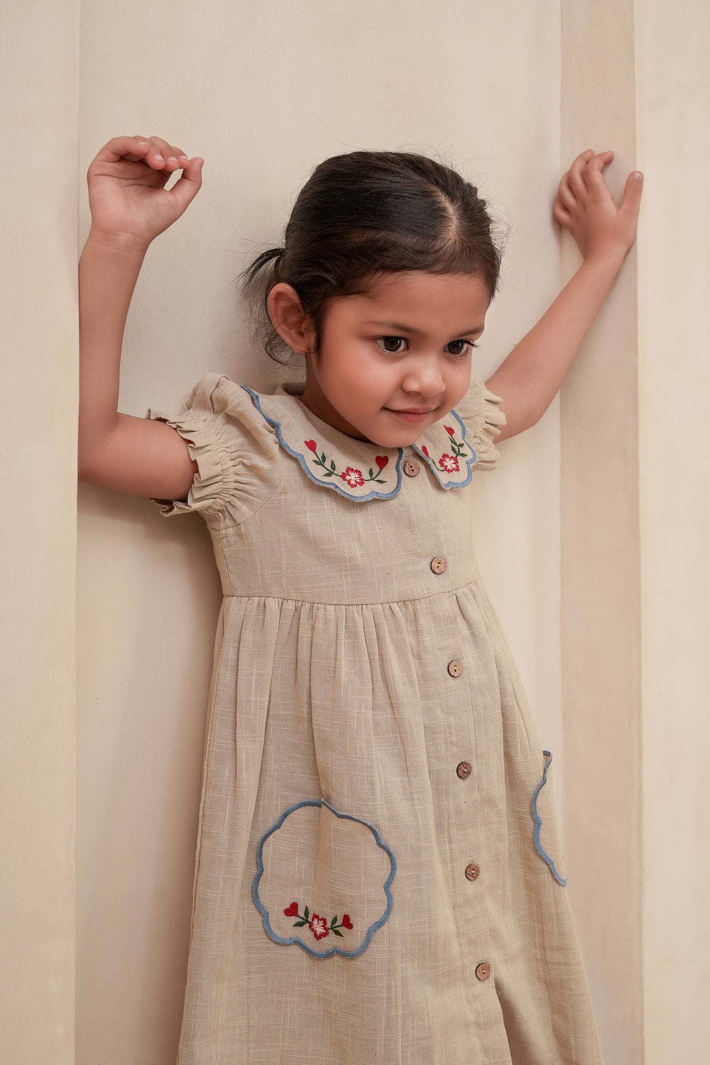 ARA Dress Earth — Hand Embroidered Cotton Girls Dress | Infant to Tween 0-13 Years